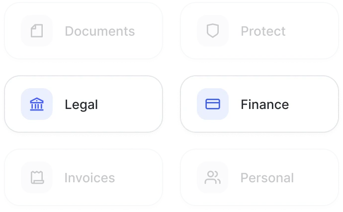 Categorías de documentación legal en Sesame