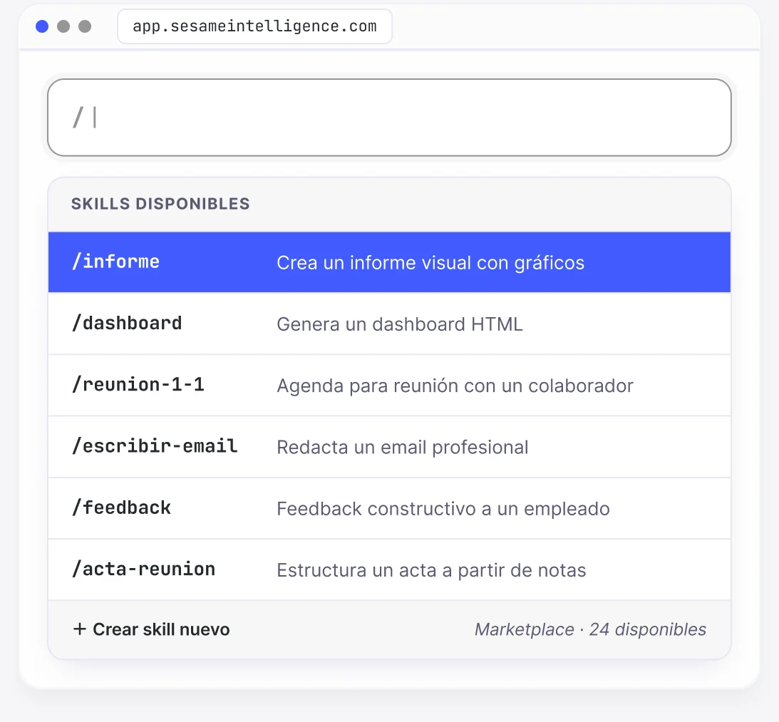 Palette de skills de Sesame Cowork