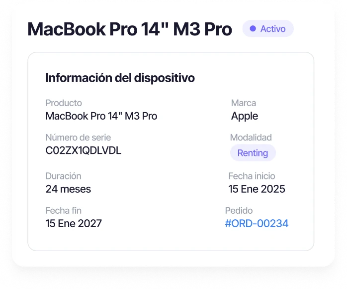 Historial de dispositivos de un empleado