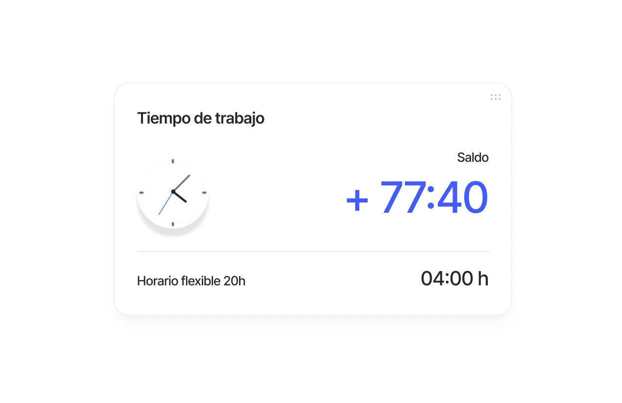 Widget de tiempo de trabajo en Sesame HR