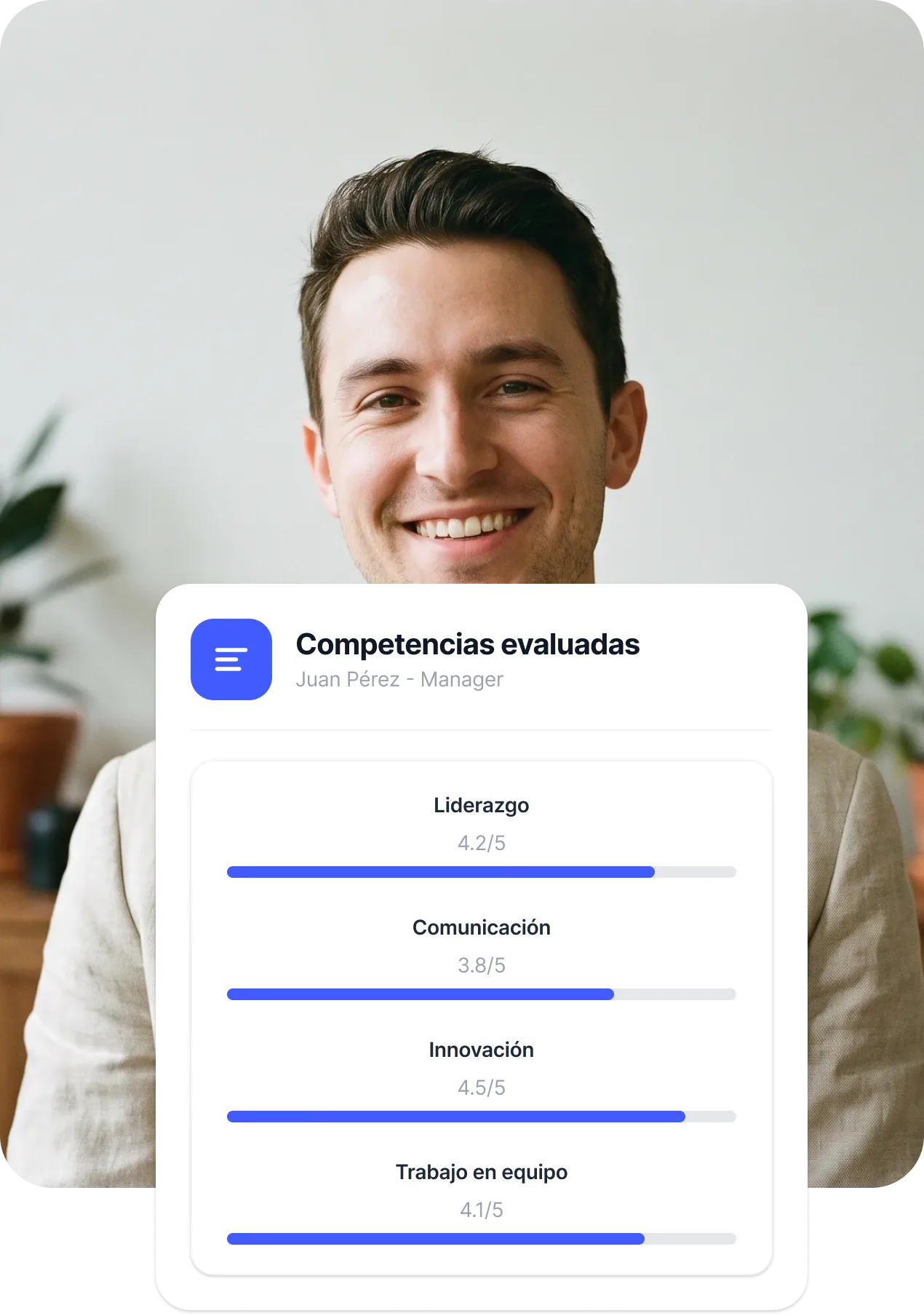 Competencias evaluadas de un empleado en Sesame HR