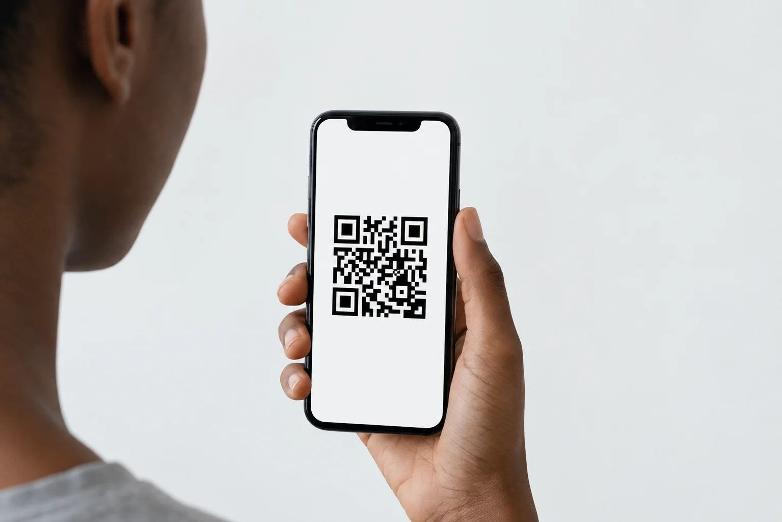 Persona escaneando un código QR con el móvil.