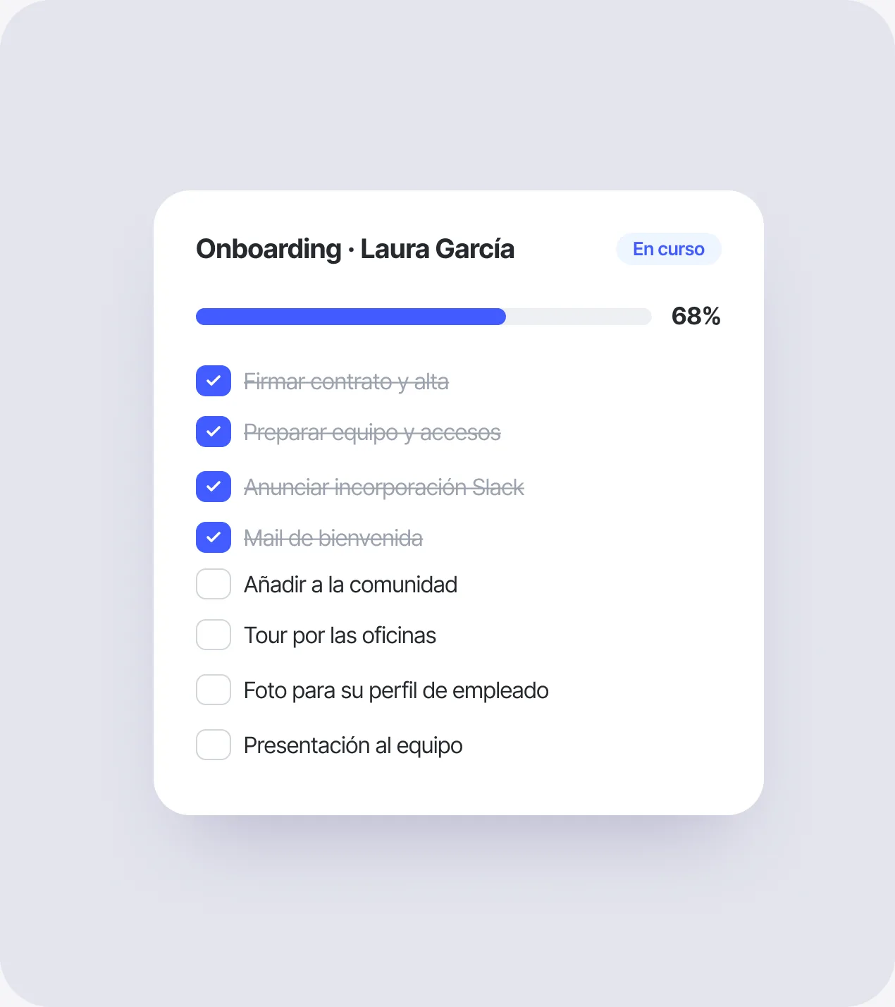 Checklist de onboarding de una empleada en Sesame HR