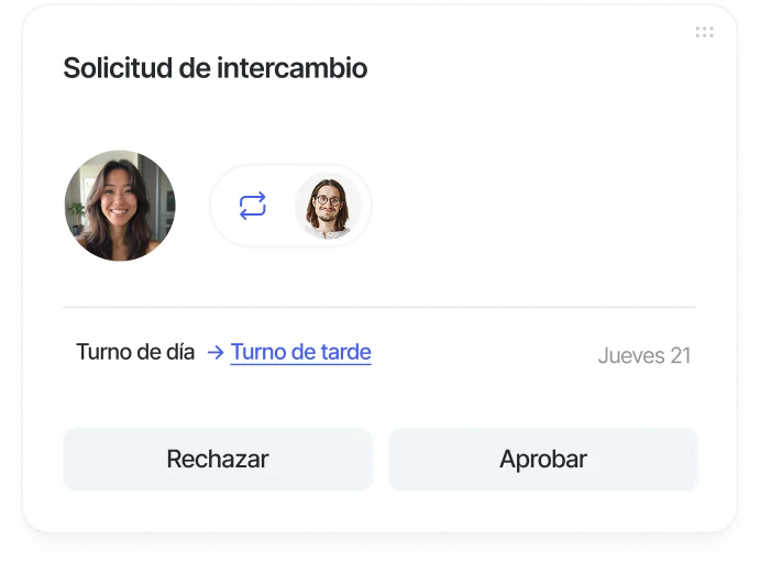 Solicitud de intercambio de turno entre empleados