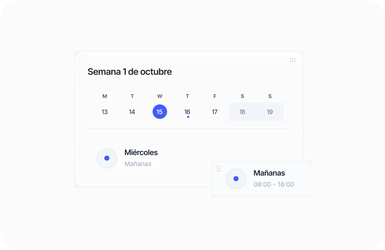 Calendario semanal con turnos asignados
