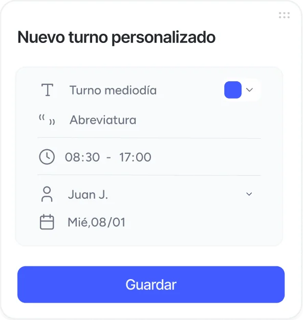 Creación de un turno personalizado