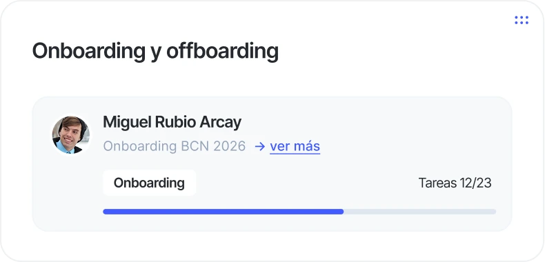 Widget de onboarding y offboarding en Sesame HR