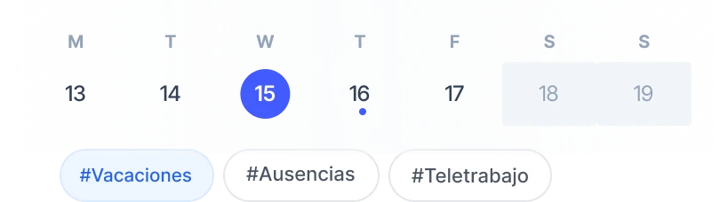 Calendario de ausencias en Sesame HR